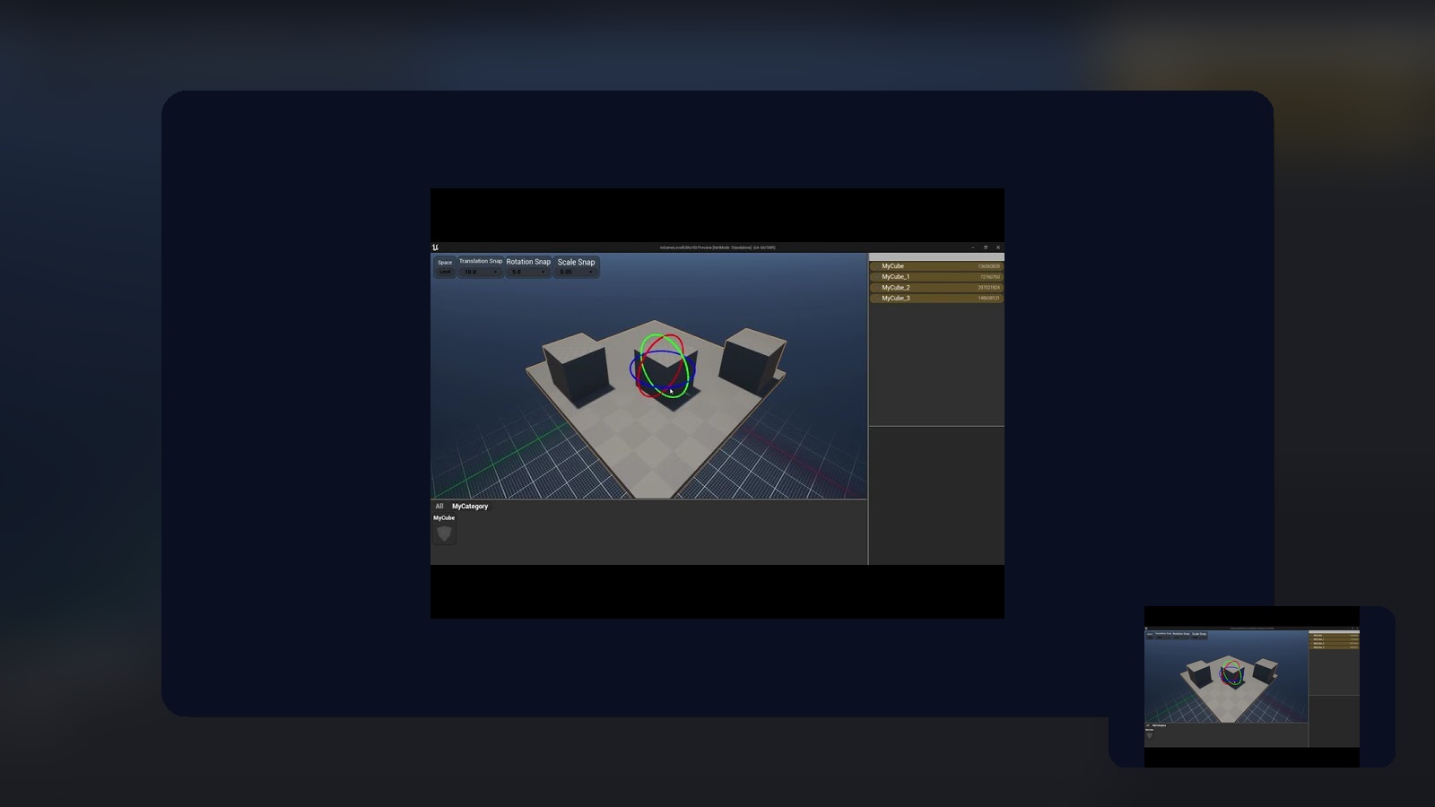 Runtime Level Arch-Editor overview image showing the in editor workflow