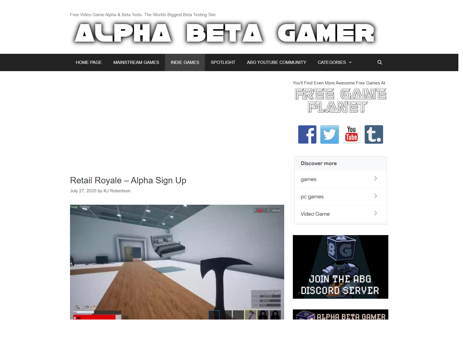 Alpha Beta Gamer article about Retail Royale